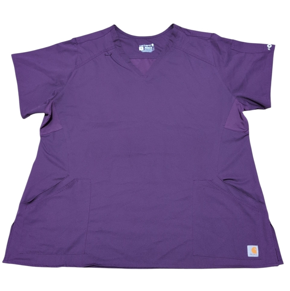 Carhartt Scrub Top Modern Fit Purple Dri Fit Short Sleeve Size 2XL
